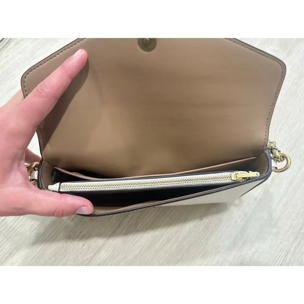 Coach Wyn Crossbody Chalk White Crossgrain Leather Bag C8439 Envelope Clutch